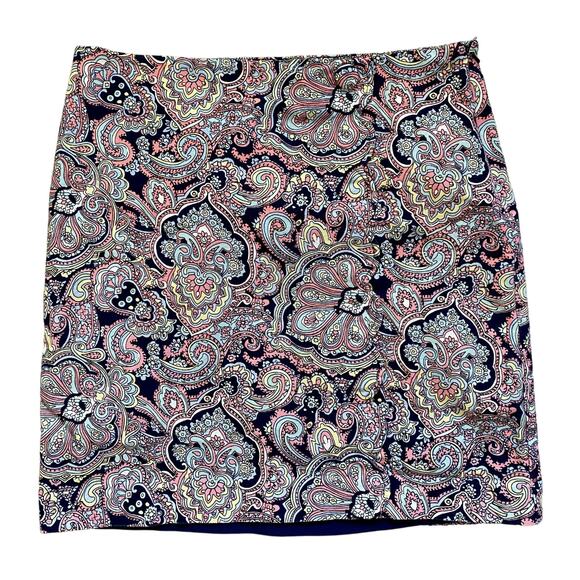 Talbots Paisley Spring Summer Scalloped Detail Skirt 8P - Picture 1 of 9